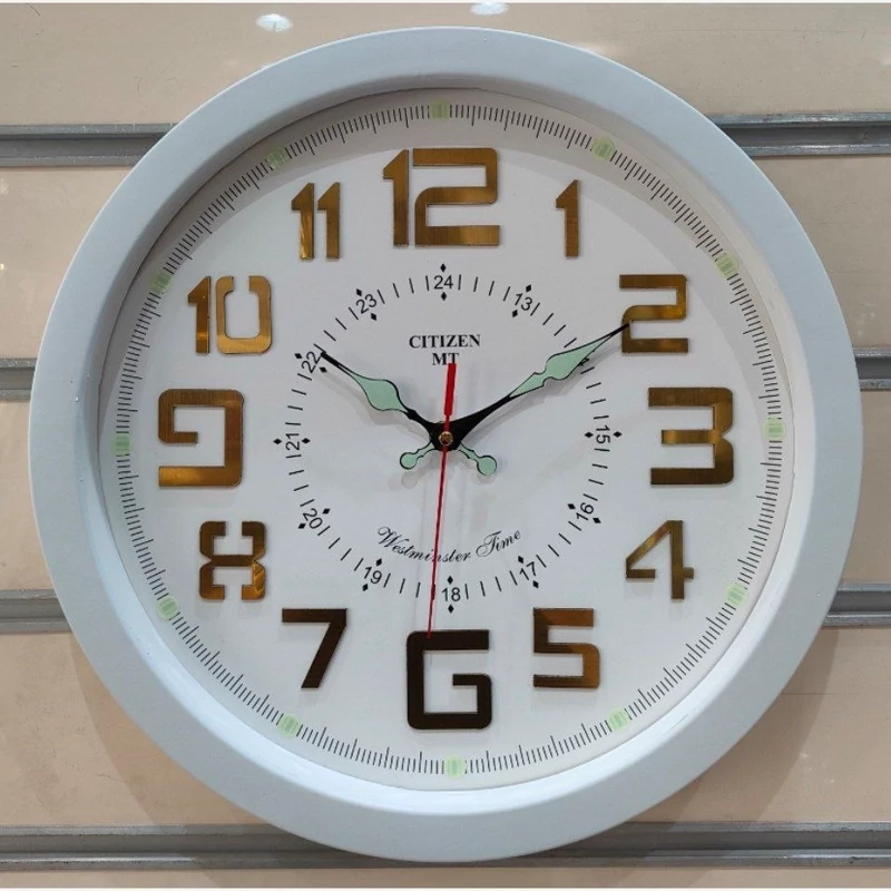 ساعت دیواری شب نما آرام گرد دارای رنگ بندی سایز 37 کد 2